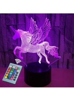 3D Night Light, SYOSI Sleeping Light for Kids Boys Table Desk Lamp with Touch Switch Remote Control 16 Colors Gifts Birthday Festival Bedroom Decor (Unicorn)