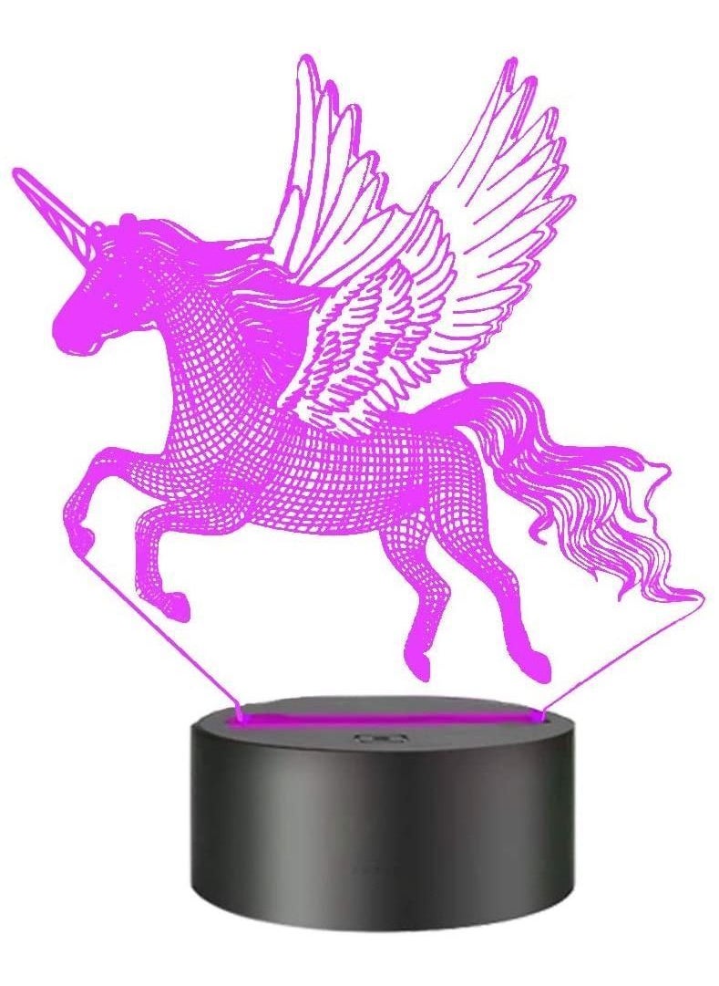 Y&D - 3D Night Light, SYOSI Sleeping Light for Kids Boys Table Desk Lamp with Touch Switch Remote Control 16 Colors Gifts Birthday Festival Bedroom Decor (Unicorn) - Image 1