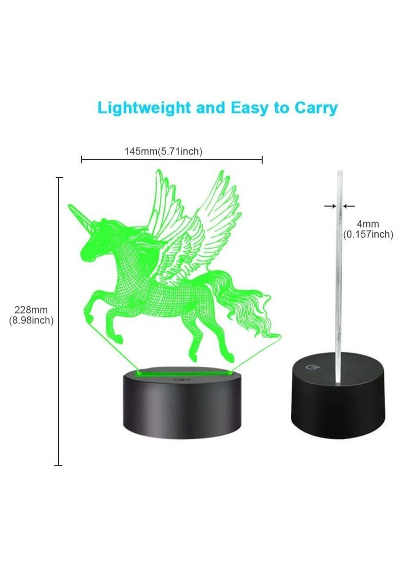 Y&D - 3D Night Light, SYOSI Sleeping Light for Kids Boys Table Desk Lamp with Touch Switch Remote Control 16 Colors Gifts Birthday Festival Bedroom Decor (Unicorn) - Image 1