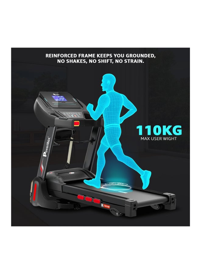 PowerMax Fitness TDM-96M 4HP DC Treadmill for Home | 110KG Max User | 14km/hr Top Speed, 4-Level Manual Incline | Bluetooth for app, Speaker, Mp3 | Massager, Foldable Cardio Machine, LCD Display - Image 5