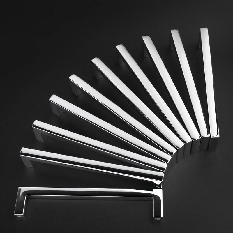 KOOFIZO Solid Square Bar Cabinet Handle Chrome Furniture Pull 5 Inch128mm Screwhole Distance 10Pack for Kitchen Cupboard Door Bedroom Dresser Drawer Bathroom Wardrobe Hardware