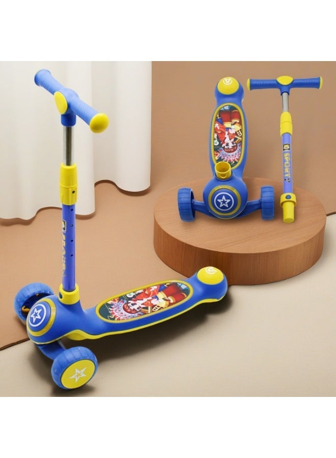 إيزي فيتشور سكوتر إيزي فيوتشر للأطفال من عمر 3 إلى 8 سنوات، مزود بعجلات من البولي يوريثان بإضاءة LED، وفرامل خلفية، وموسيقى، ومقبض قابل للطي وتعديل الارتفاع. - Image 1