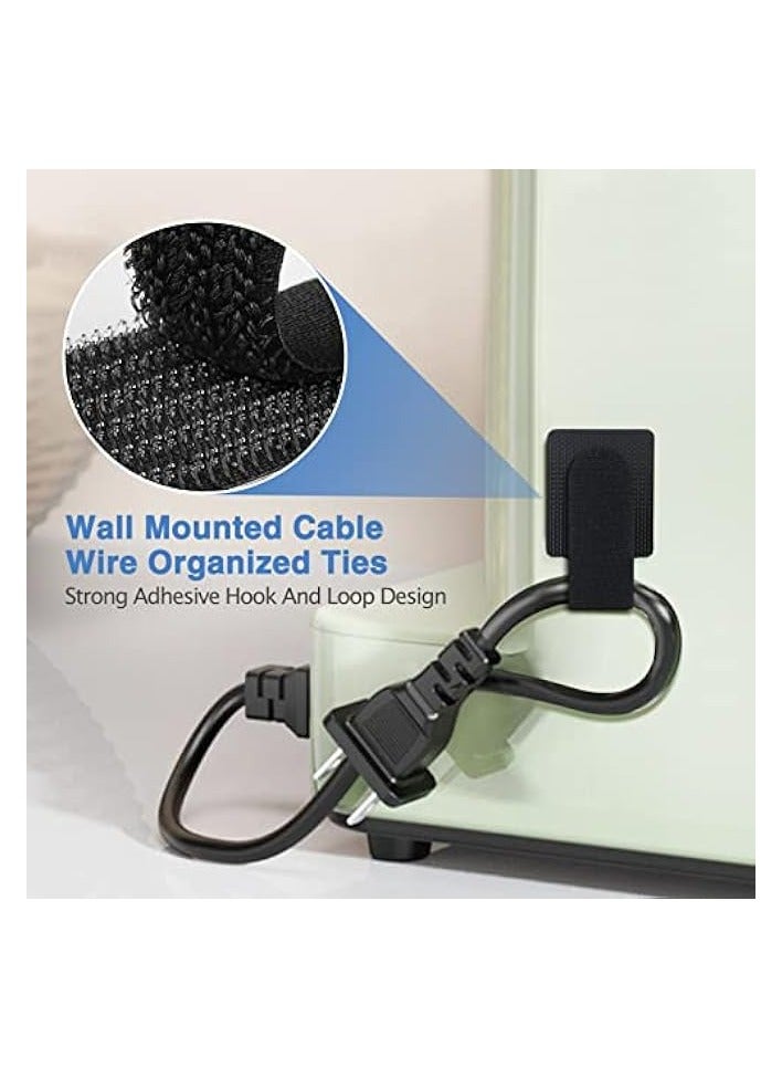 FYY Wire Management Cable Ties, 20pcs Self Adhesive Cable Straps, Cable Management Straps Hook Loop Cord Organizer Wire Wrap For Office, Home, Kitchen, 25 * 120mm,Black - Image 3