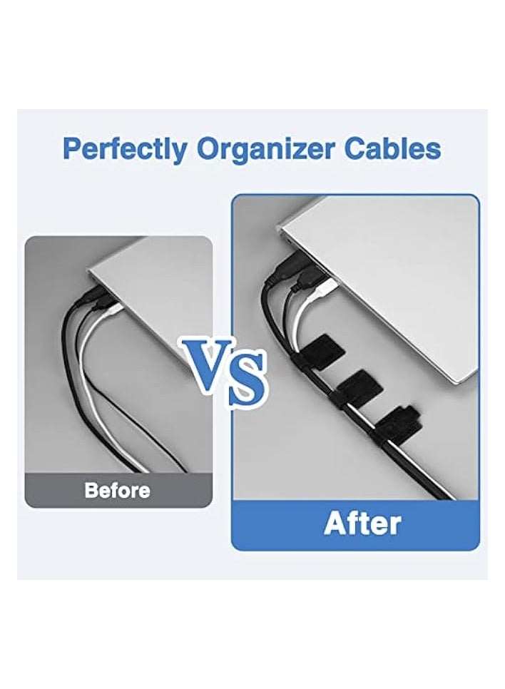 FYY Wire Management Cable Ties, 20pcs Self Adhesive Cable Straps, Cable Management Straps Hook Loop Cord Organizer Wire Wrap For Office, Home, Kitchen, 25 * 120mm,Black - Image 5