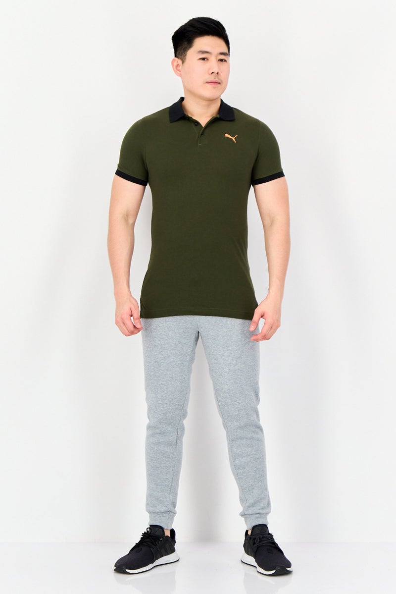 PUMA قميص بولو بأكمام قصيرة للرجال بتصميم نحيف، زيتوني داكن - Image 4