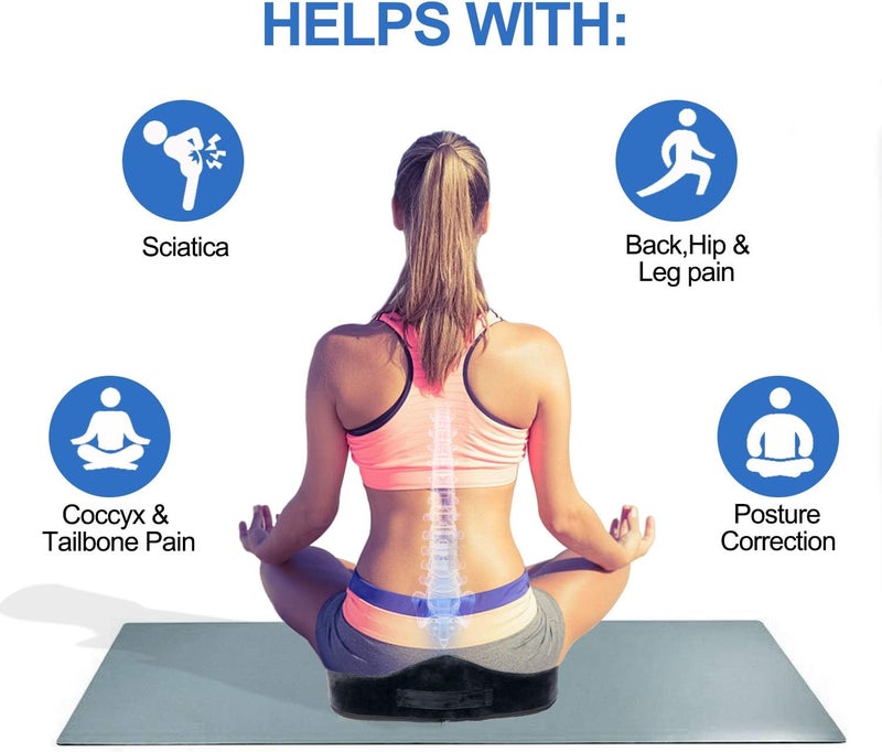 SnugPad Premium Memory Foam Seat Cushion for Sciatica Tailbone Back Pain Relief Posture Correction Orthopedic Sitting Pillows for Office Chair Car Truck Kitchen Wheelchair with NonSlip Bottom - Image 5