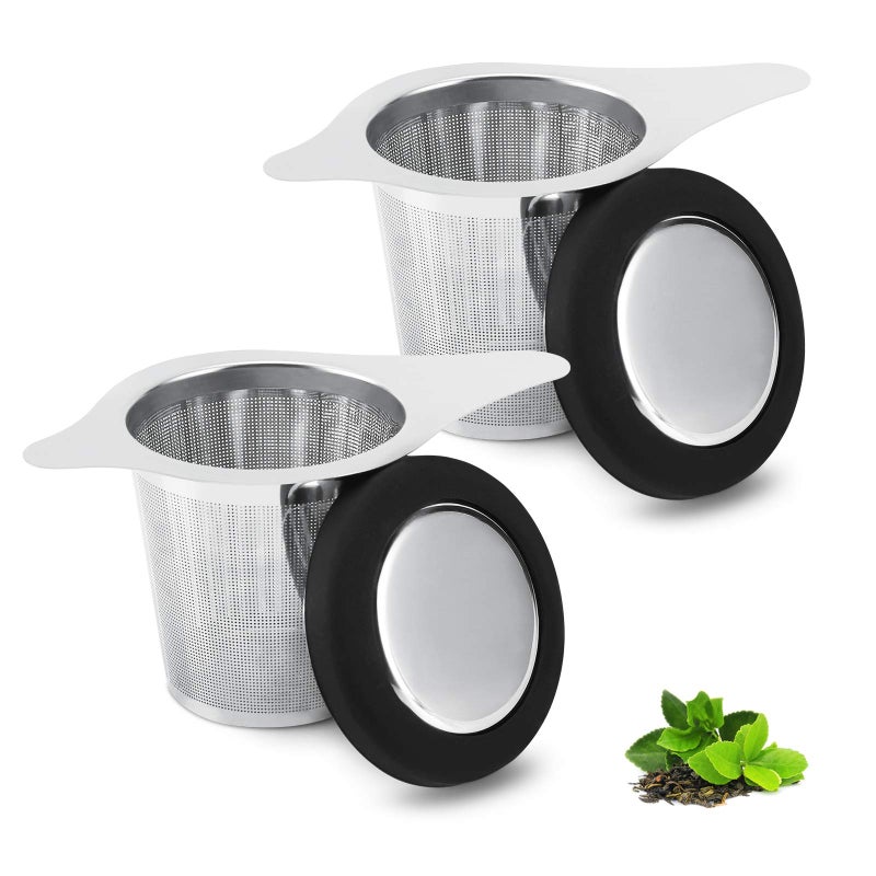 Two Pack Tea Infuser Basket Stainless Steel Tea Strainer Tea Filter With Small Strainer And Lid Tea Diffuser For Loose Tea Superior Brewing Experience Two pack silver