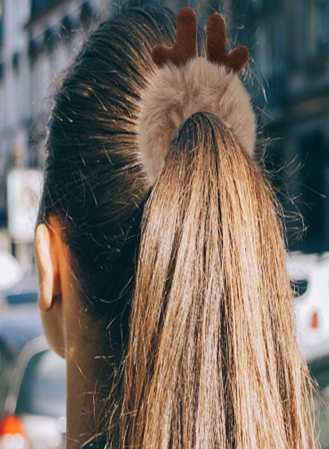 KALLORY 8 Pcs Fluffy Cartoon Hair Ties Plush Hair Scrunchies for Girls Ponytail Holders Cute Animal Hair Accessories for Parties Daily Wear - Image 5