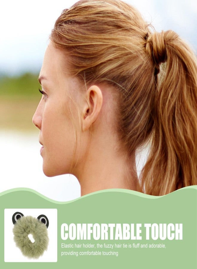 KALLORY 8 Pcs Fluffy Cartoon Hair Ties Plush Hair Scrunchies for Girls Ponytail Holders Cute Animal Hair Accessories for Parties Daily Wear - Image 2