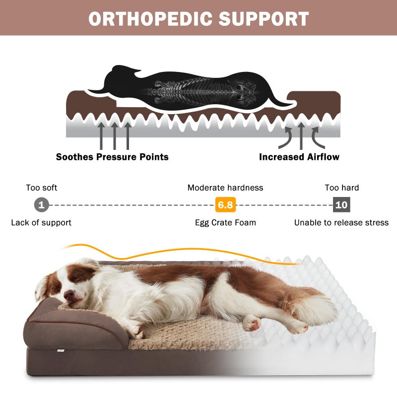 INVENHO Orthopedic Dog Bed for Extra Large Dogs, XXL Egg-Crate Foam Dog Couch with Washable Removable Cover, Waterproof Lining and Nonskid Bottom - Image 2
