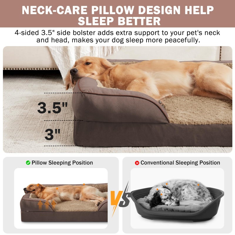 INVENHO Orthopedic Dog Bed for Extra Large Dogs, XXL Egg-Crate Foam Dog Couch with Washable Removable Cover, Waterproof Lining and Nonskid Bottom - Image 5