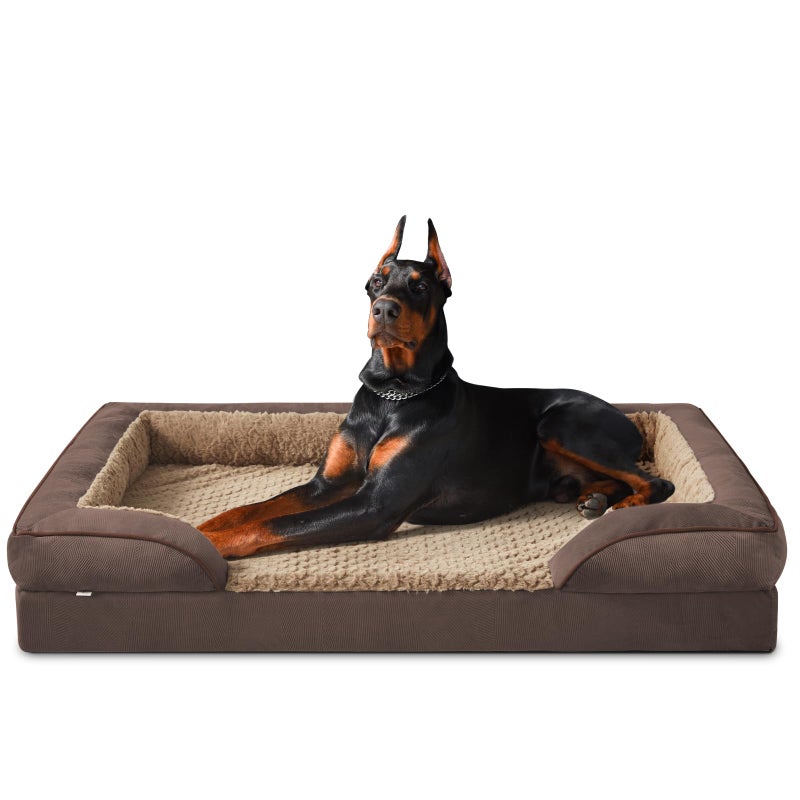 INVENHO Orthopedic Dog Bed for Extra Large Dogs, XXL Egg-Crate Foam Dog Couch with Washable Removable Cover, Waterproof Lining and Nonskid Bottom - Image 1
