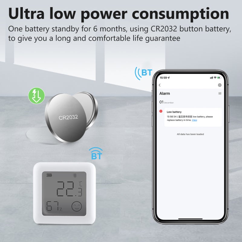 Hygrothermograph: White Small Portable LCD Display - High Accuracy Low Energy Consumption Temperature and Humidity Detector for Household Bedside Table Wall - Image 5