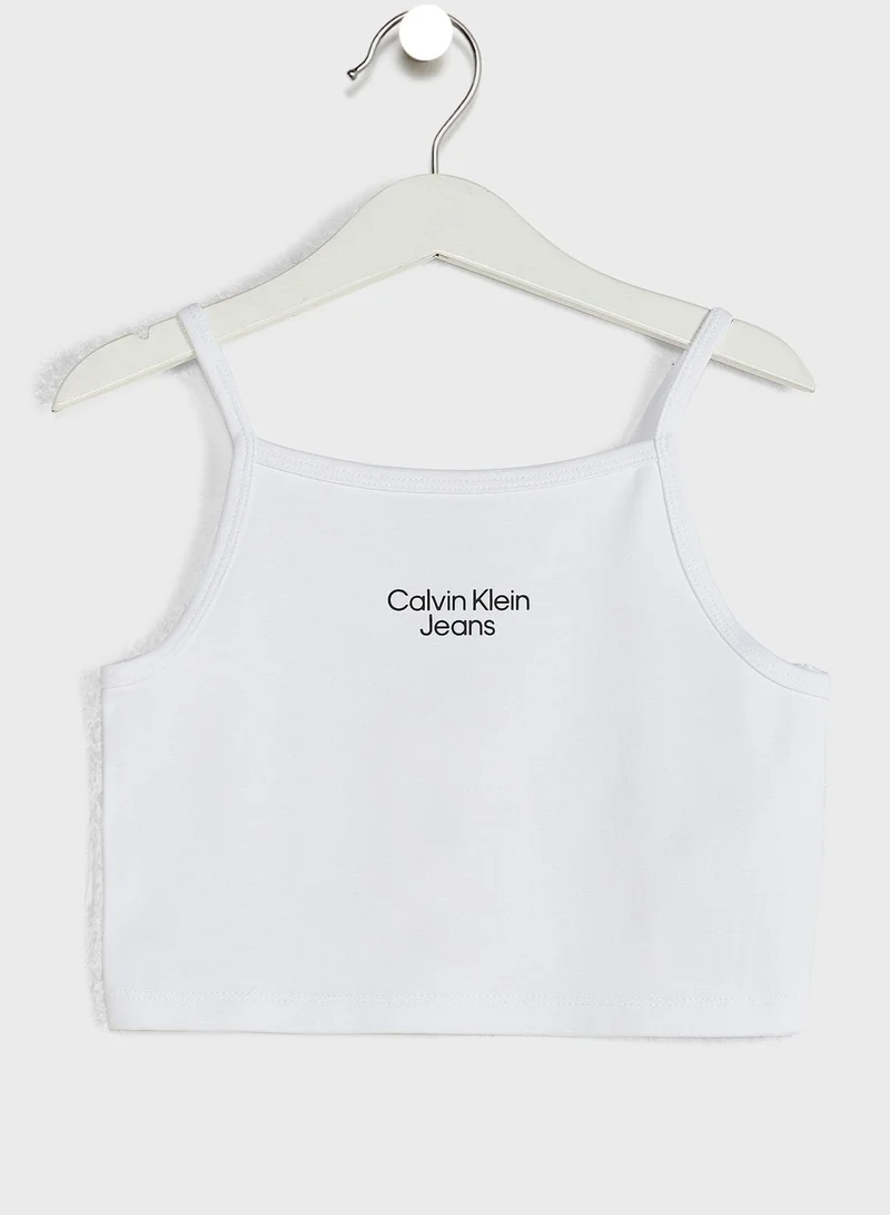 Calvin Klein Jeans Kids Stacked Logo Punto Strap Top
