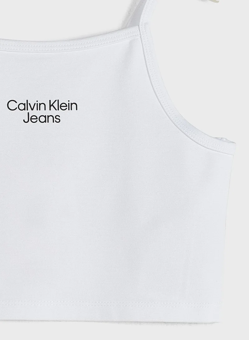 Calvin Klein Jeans Kids Stacked Logo Punto Strap Top