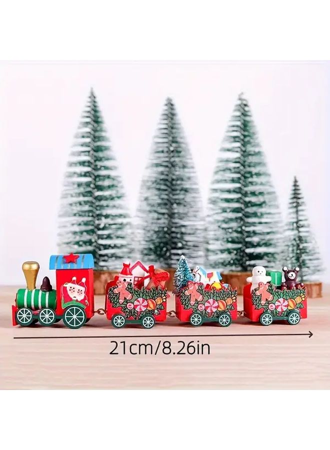 Random Style Mini Christmas Train Set With Wooden Carriages For Holiday Decor - Image 4