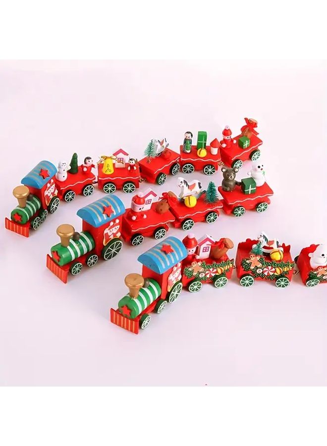 Random Style Mini Christmas Train Set With Wooden Carriages For Holiday Decor - Image 3