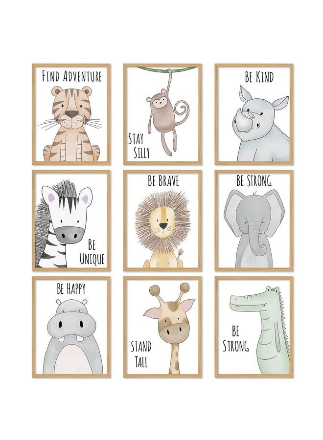 Whaline 9Pcs Baby Safari Nursery Wall Decor Inspirational Quotes Paper Print Lion Elephant Tiger Art Posters Watercolor Animal Painting Picture for Nursery Baby Children's Room, 8 x 10 Inch (Unframed) - Image 1
