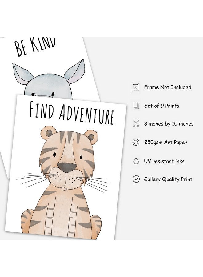 Whaline 9Pcs Baby Safari Nursery Wall Decor Inspirational Quotes Paper Print Lion Elephant Tiger Art Posters Watercolor Animal Painting Picture for Nursery Baby Children's Room, 8 x 10 Inch (Unframed) - Image 3