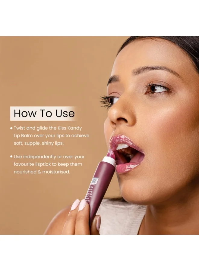 سويس بيوتي Swiss Beauty Kiss Kandy Lip Balm with Olive Oil | Moisturising | Non-Sticky | Soft & Smooth Lips | Shade - Mulberry, 10ml