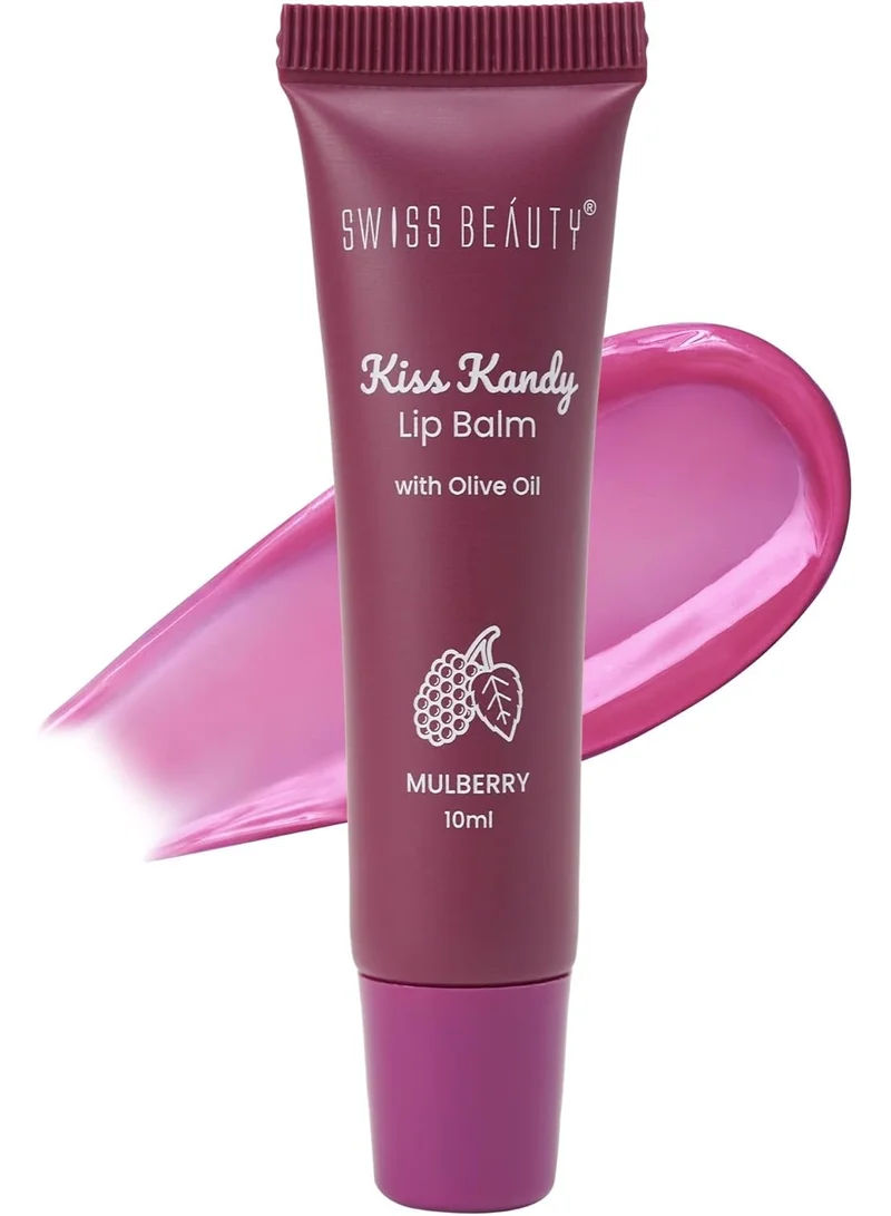 سويس بيوتي Swiss Beauty Kiss Kandy Lip Balm with Olive Oil | Moisturising | Non-Sticky | Soft & Smooth Lips | Shade - Mulberry, 10ml