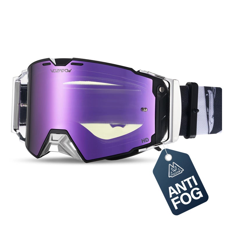 VOZAPOW Dirt Bike Goggles Over Glasses AntiFog Motorcycle Protective Eyewear Motocross Goggles for Men Women - Image 2