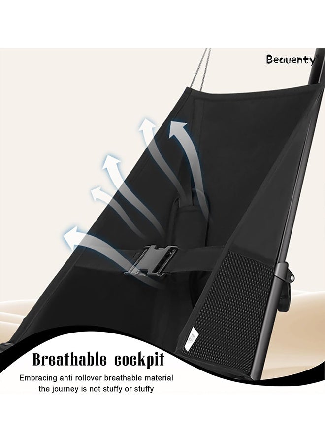 Beauenty One-Hand Folding Stroller for Babies Aged 6-36 Months, Aluminum Alloy Lightweight Baby Stroller with Awning, Ultra-Compact Travel Strollers for Airplane, Can Safely Bear 25kg (Black) - Image 5