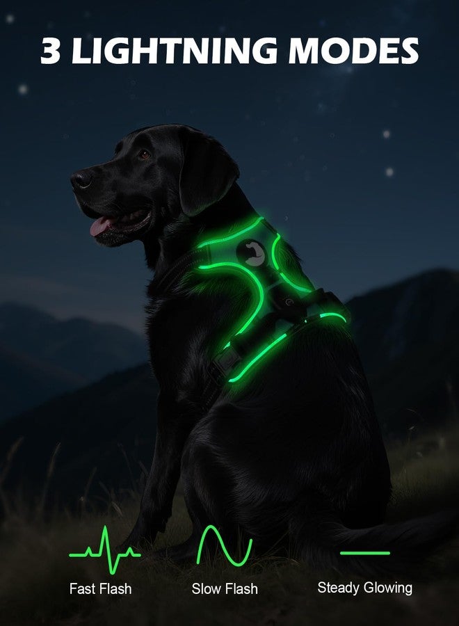 Joytale Light Up Dog Harness, No Pull Dog Harness USB Rechargeable for Night Walking with 3 Lightning Modes and Soft Handle, Adjustable Reflective Lighted Safety Vest,Green, L - Image 2