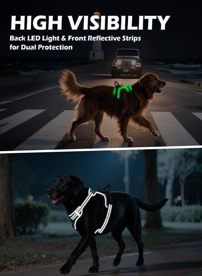 Joytale Light Up Dog Harness, No Pull Dog Harness USB Rechargeable for Night Walking with 3 Lightning Modes and Soft Handle, Adjustable Reflective Lighted Safety Vest,Green, L - Image 4