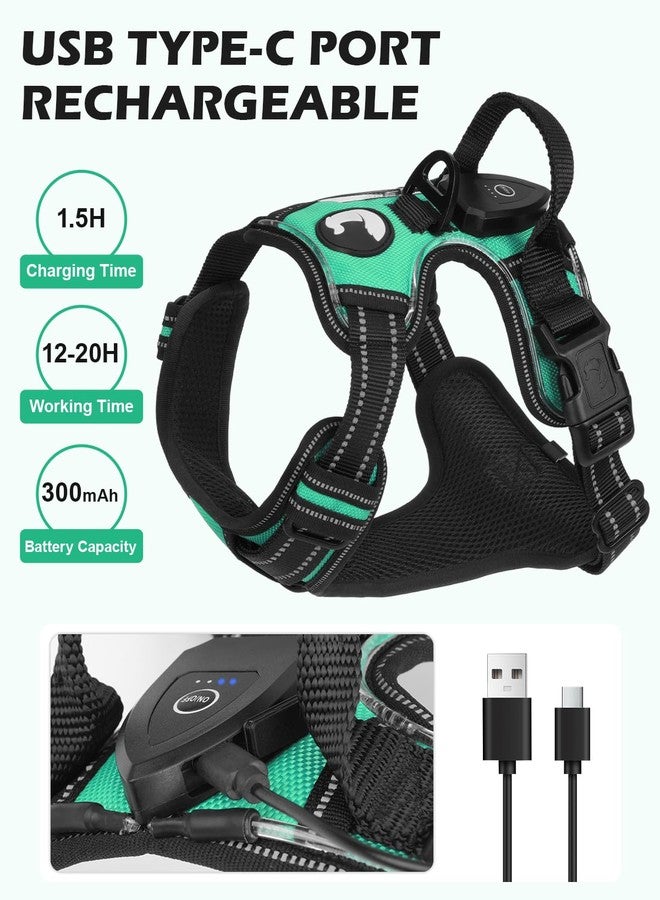 Joytale Light Up Dog Harness, No Pull Dog Harness USB Rechargeable for Night Walking with 3 Lightning Modes and Soft Handle, Adjustable Reflective Lighted Safety Vest,Green, L - Image 3