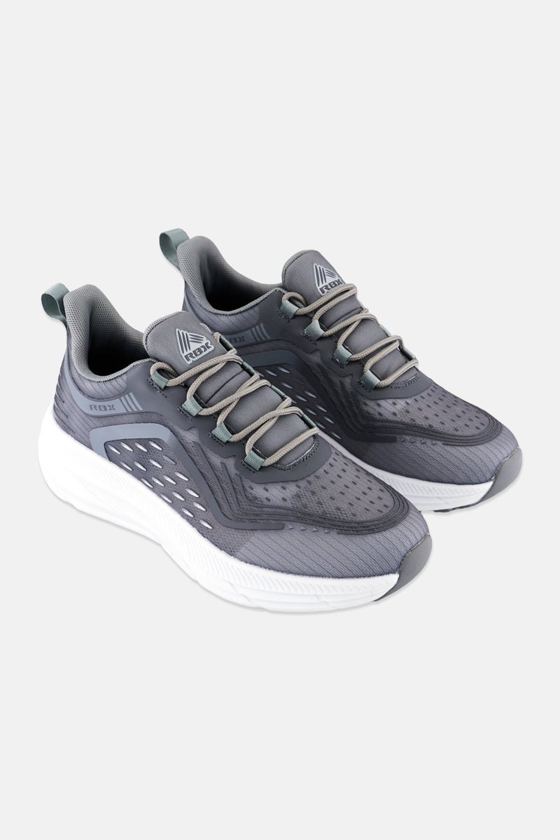 RBX Men Brand Logo Lace Up Running Shoes, Light Grey  - Image 1