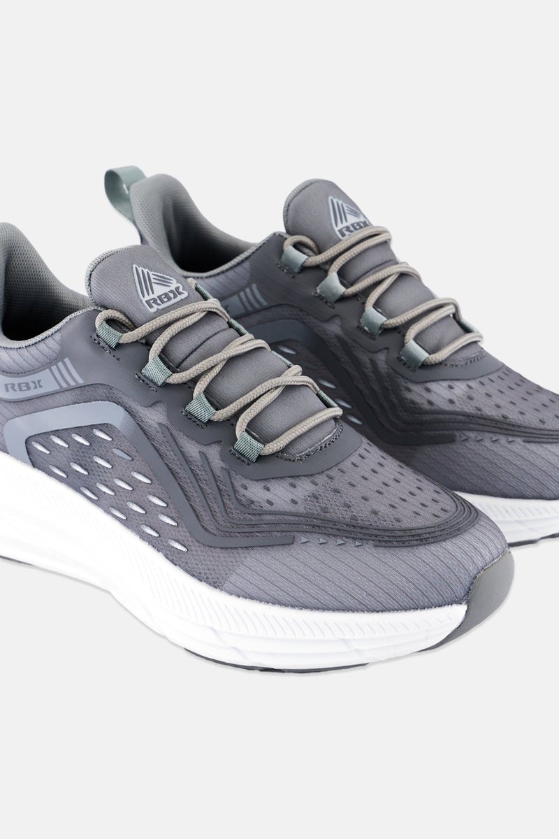 RBX Men Brand Logo Lace Up Running Shoes, Light Grey  - Image 3