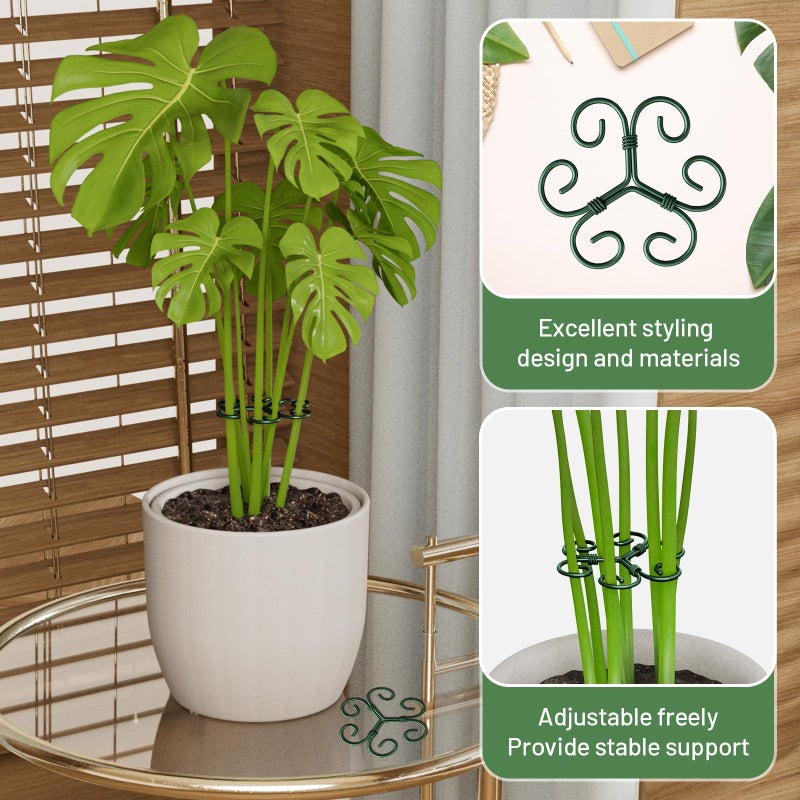 Yeomant 4PCS Green Iron Monstera Support, Uniquely Designed Plant Support Stakes for Indoor Plants, Stable Plant Stakes and Supports, Turtle Shell Bamboo Clamp Set for Thriving Growth - Image 4