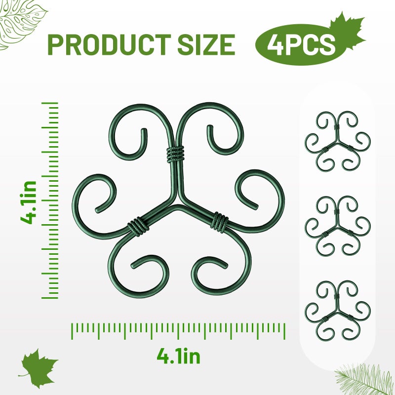 Yeomant 4PCS Green Iron Monstera Support, Uniquely Designed Plant Support Stakes for Indoor Plants, Stable Plant Stakes and Supports, Turtle Shell Bamboo Clamp Set for Thriving Growth - Image 2