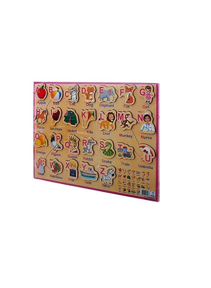 بازل خشبي لتطوير المهارات مع لوحة، 23 × 33 سم -كليمات واشكال باللغة الانجليزية - متعدد الالوان، طفل - Image 2