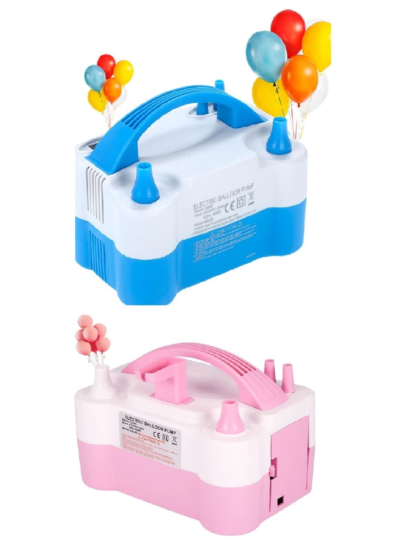 Multipurpose Used Portable Dual Nozzle Electronic Air Balloon Pump Kids Birthday Baby Shower Party Supplies Decorations Pink/White 2Pcs  - Image 1