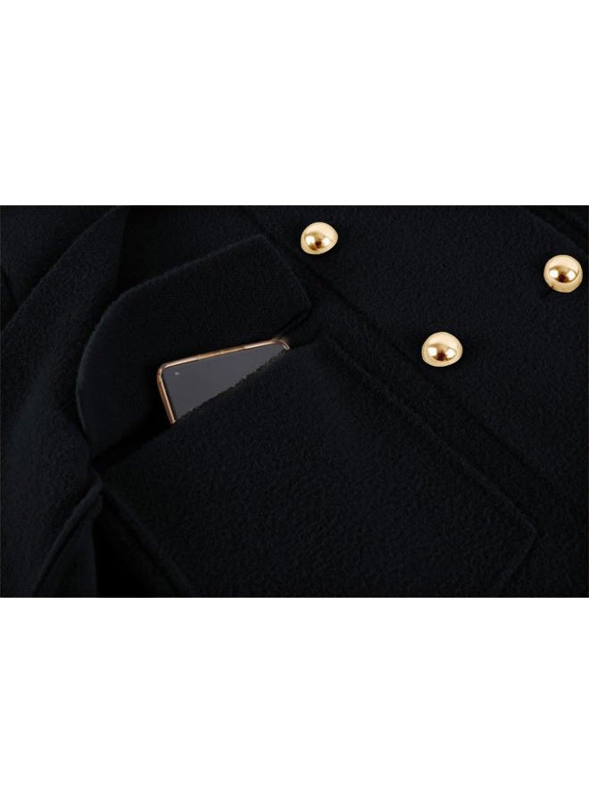CHARTOU Women's Elegant Poncho Double-Breast Slit Sleeve Flowy Wool Blend Cape Cloak Coat (Small, Black) - Image 5