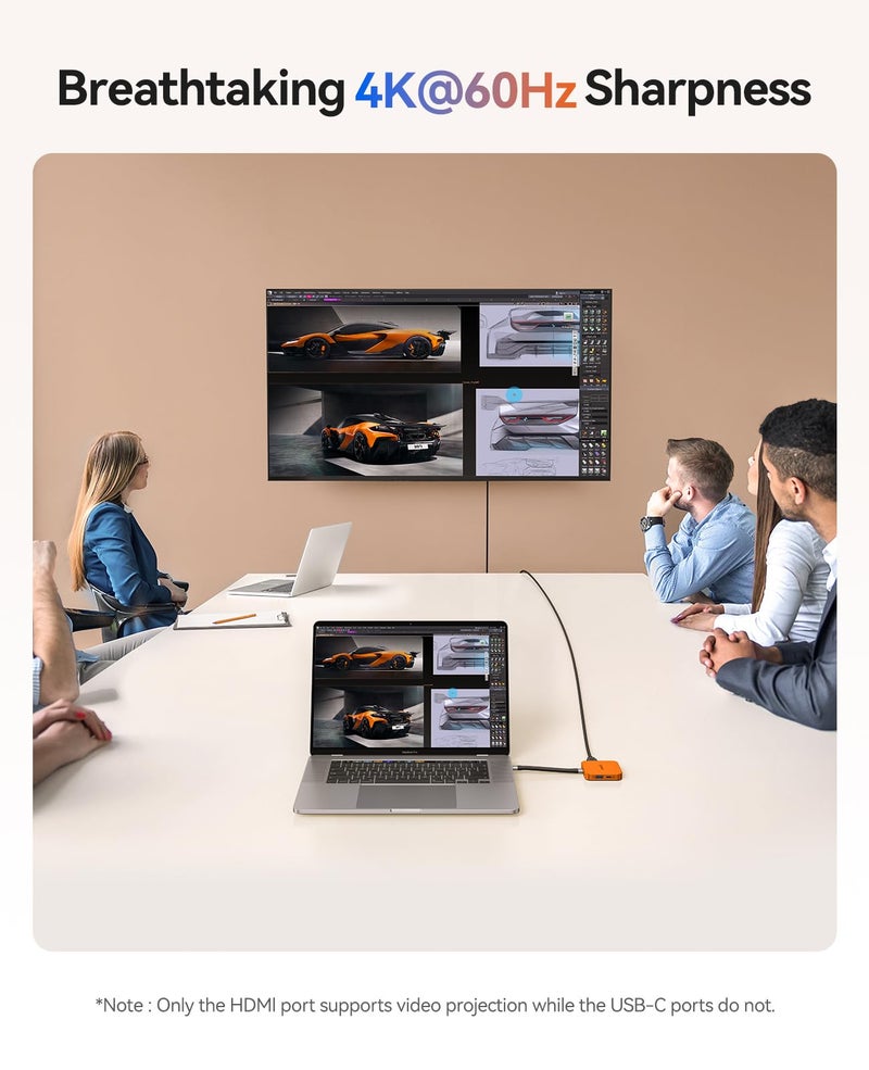 Orico محطة إرساء مغناطيسية ORICO M.2 بسرعة 10Gbps، مركز USB C 6 في 1 وحاوية M.2 2230 NVMe مع HDMI 4K@60Hz، AUX، شحن بقدرة 100W PD للآيفون/ماك بوك/آيباد MG5 - Image 5