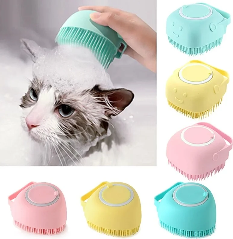 Keluofu Puppy Dog Cat Bath Massage Gloves Brush Soft Safety Silicone Care Comb(From Overseas)