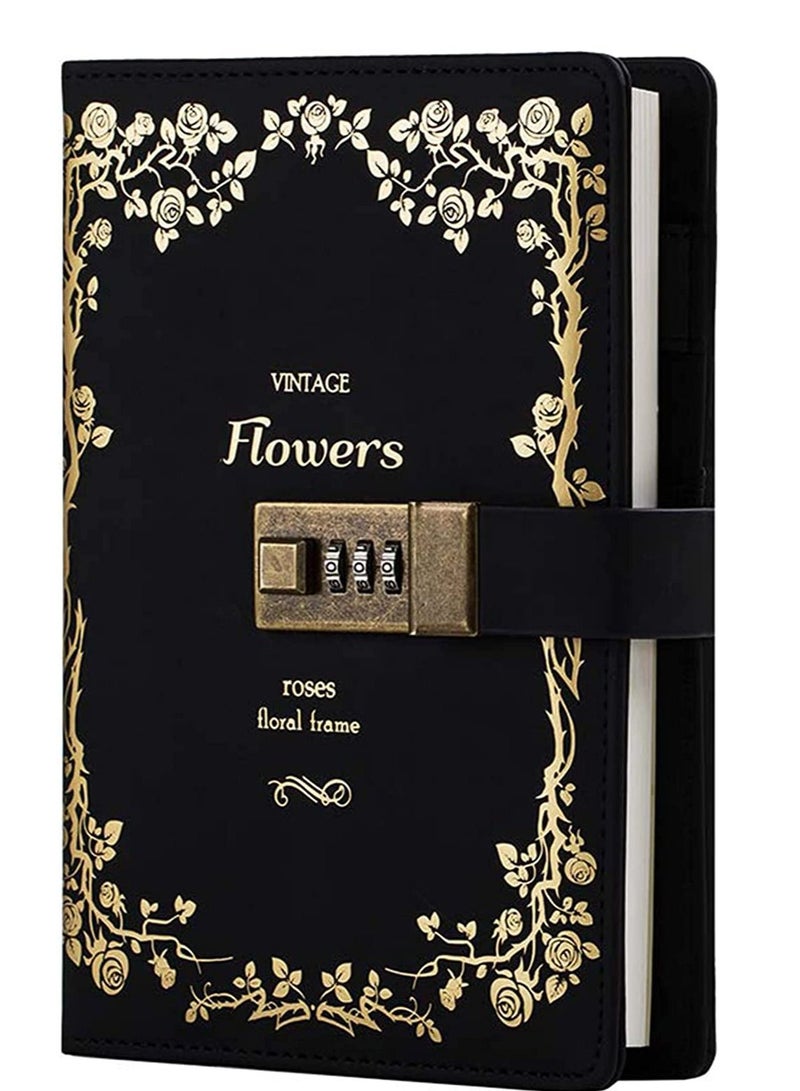 Excefore Lock Diary Leather Locking Journal Writing Notebook Vintage Planner Agenda Personal Black Gift for Girls - Image 1