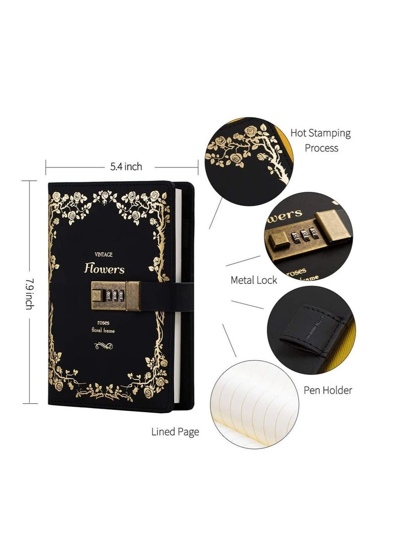 Excefore Lock Diary Leather Locking Journal Writing Notebook Vintage Planner Agenda Personal Black Gift for Girls - Image 2