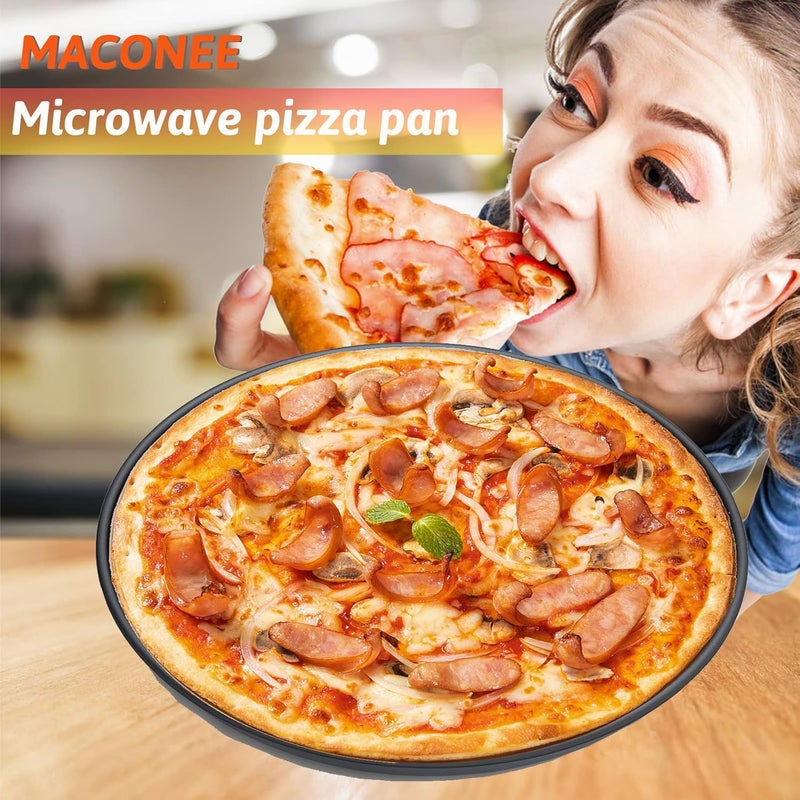 MACONEE 12inch Universal Microwave Crisper Pan/Microwave Cookware Crispy Plate Fry Pan, Microwave Cooker for Reheat Frozen Pizza, Chicken Nuggets French Toast with Crisp Effect! - Image 5
