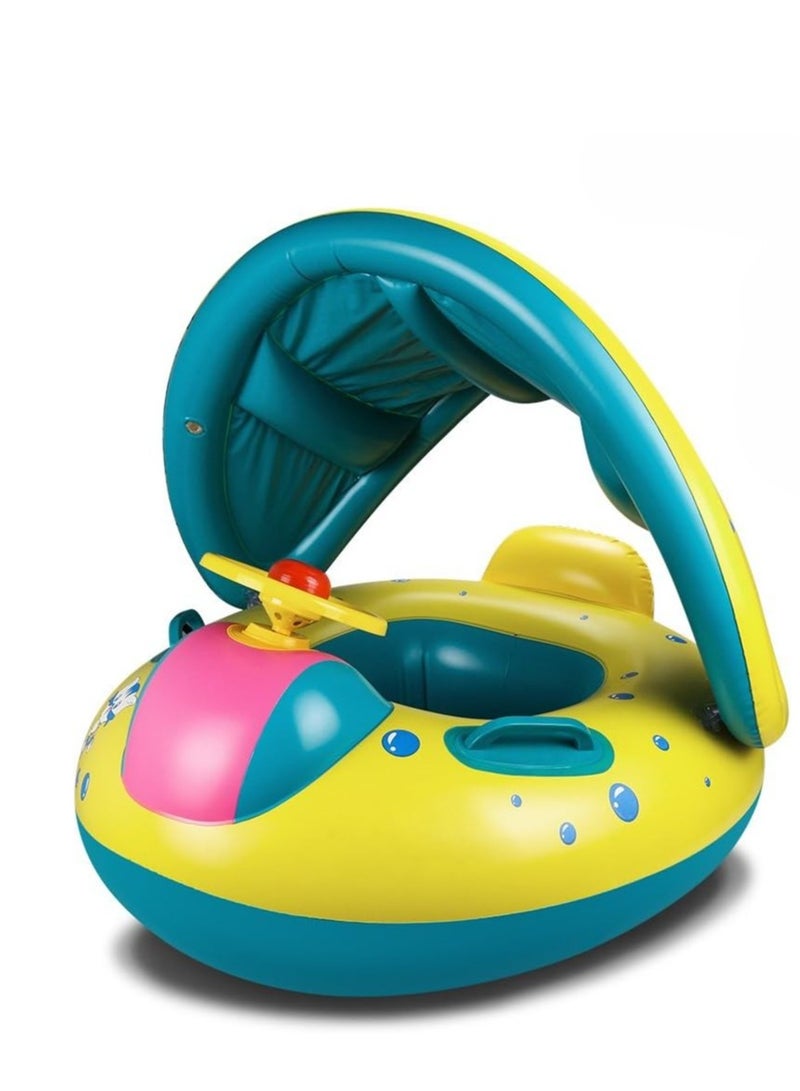 Kids Pool Float, Kids Pool Float with Canopy, Inflatable Swimming Boat with Sunshade, Kids Pool Float, Kids Pool Toy  - Image 1