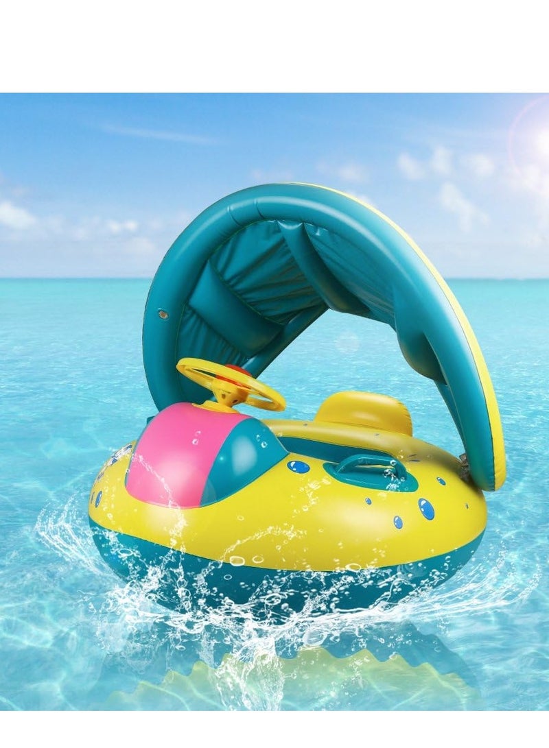Kids Pool Float, Kids Pool Float with Canopy, Inflatable Swimming Boat with Sunshade, Kids Pool Float, Kids Pool Toy  - Image 2