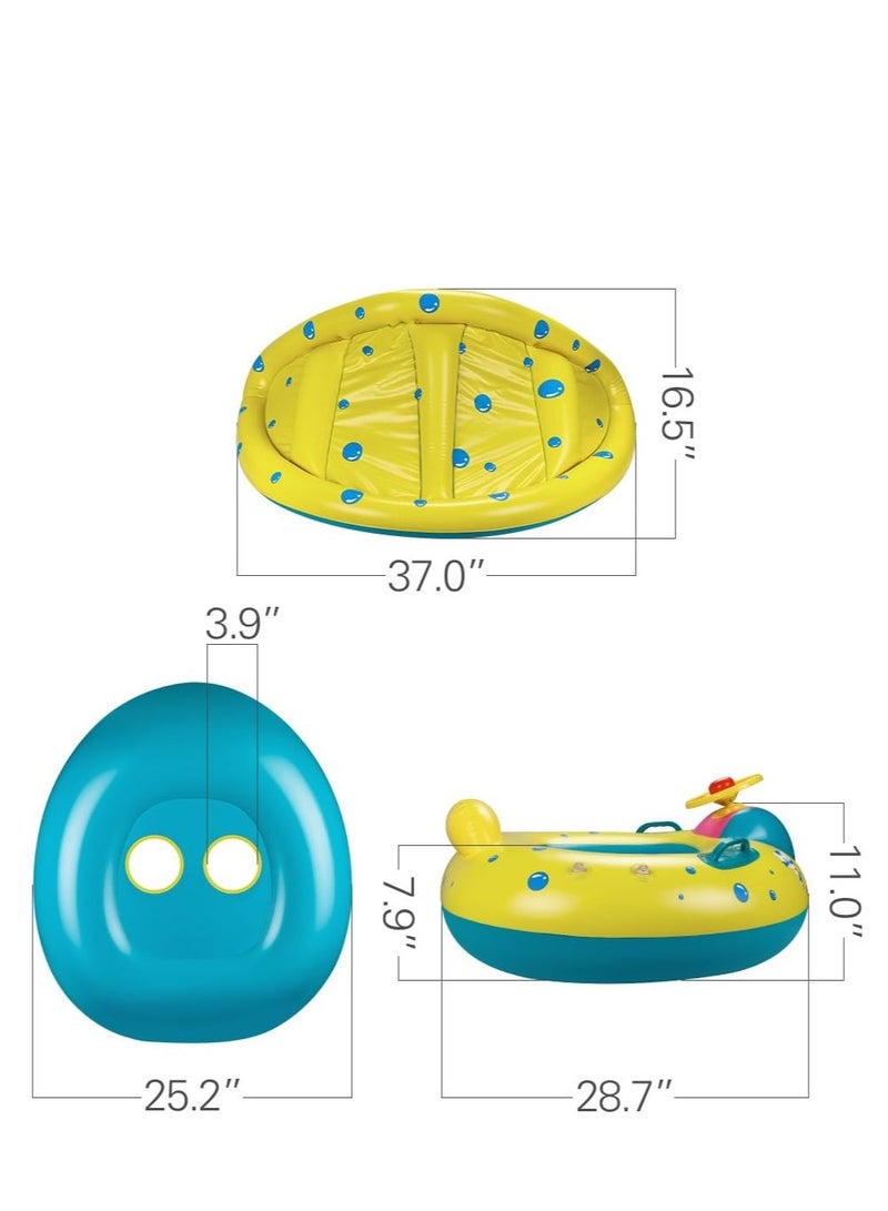 Kids Pool Float, Kids Pool Float with Canopy, Inflatable Swimming Boat with Sunshade, Kids Pool Float, Kids Pool Toy  - Image 4