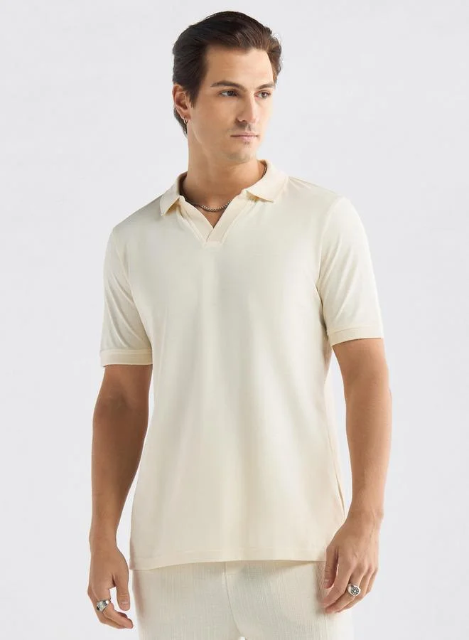 سبلاش فيڤ تيشيرت بولو سادة بأكمام قصيرة