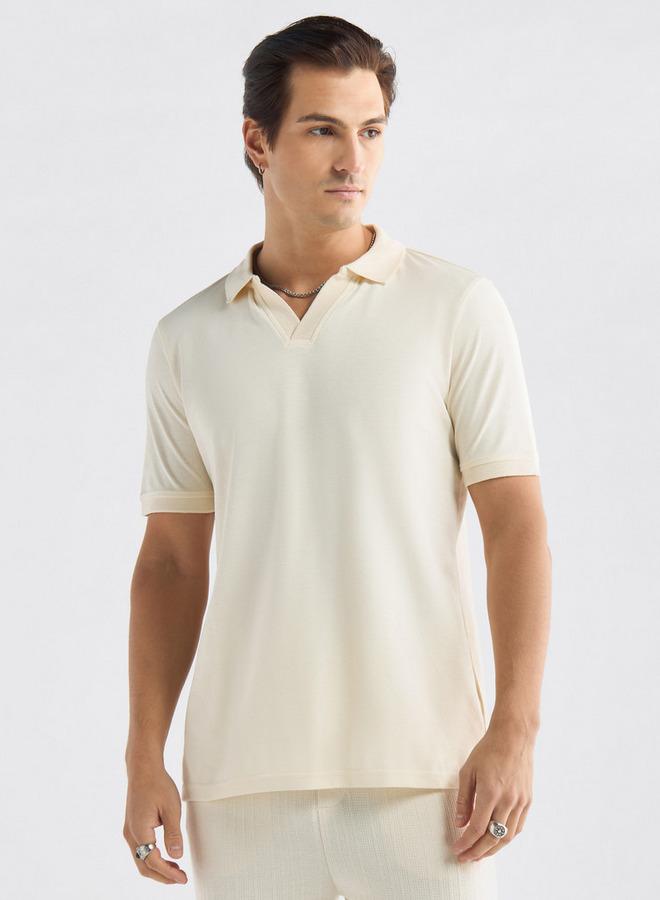 سبلاش فيڤ تيشيرت بولو سادة بأكمام قصيرة - Image 1