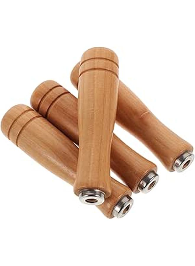 4Pcs Wooden Rasp Handle Replacement Ergonomic Grip with 6mm Hole for Woodworking Tools - Image 1