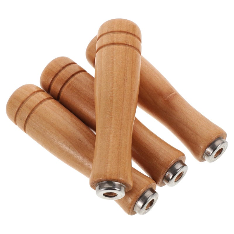 4Pcs Wooden Rasp Handle Replacement Ergonomic Grip with 6mm Hole for Woodworking Tools - Image 2