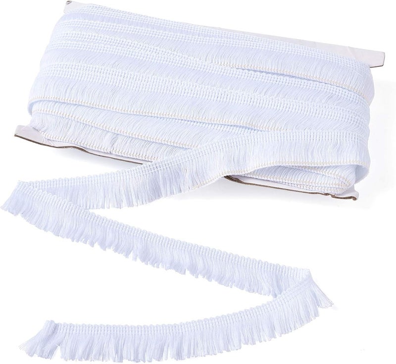 Mega Pet MegaPet White Polyester Fringe Tassel Lace Trim 1 Inch x 82 Feet Chainette Fringe Fibre Trim for Sewing Quilting DIY Home Decoration Clothing Cushions Pillow Curtain Home DIY Crafts - Image 1